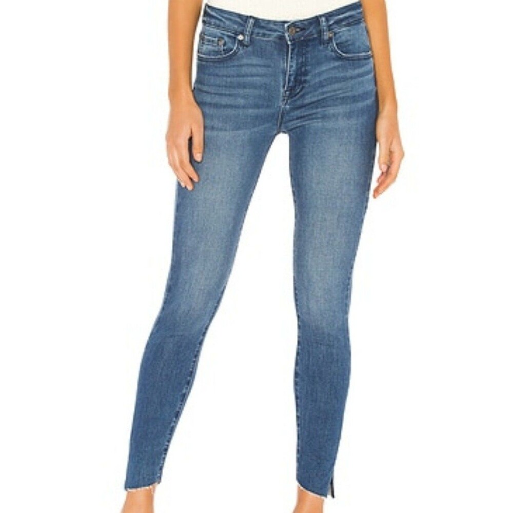 Pistola Audrey Mid Rise Skinny Jeans Raw Hem Medium Wash Jeans Transcend Sz 28